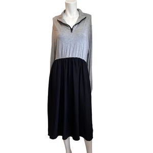 Amadi for Anthropologie Gray and Black Long Sleeve Polo Casual Dress sz M NWT